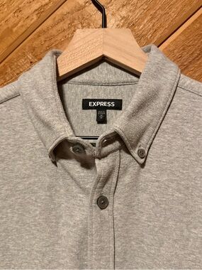 Express Light Gray Button-Front Shirt